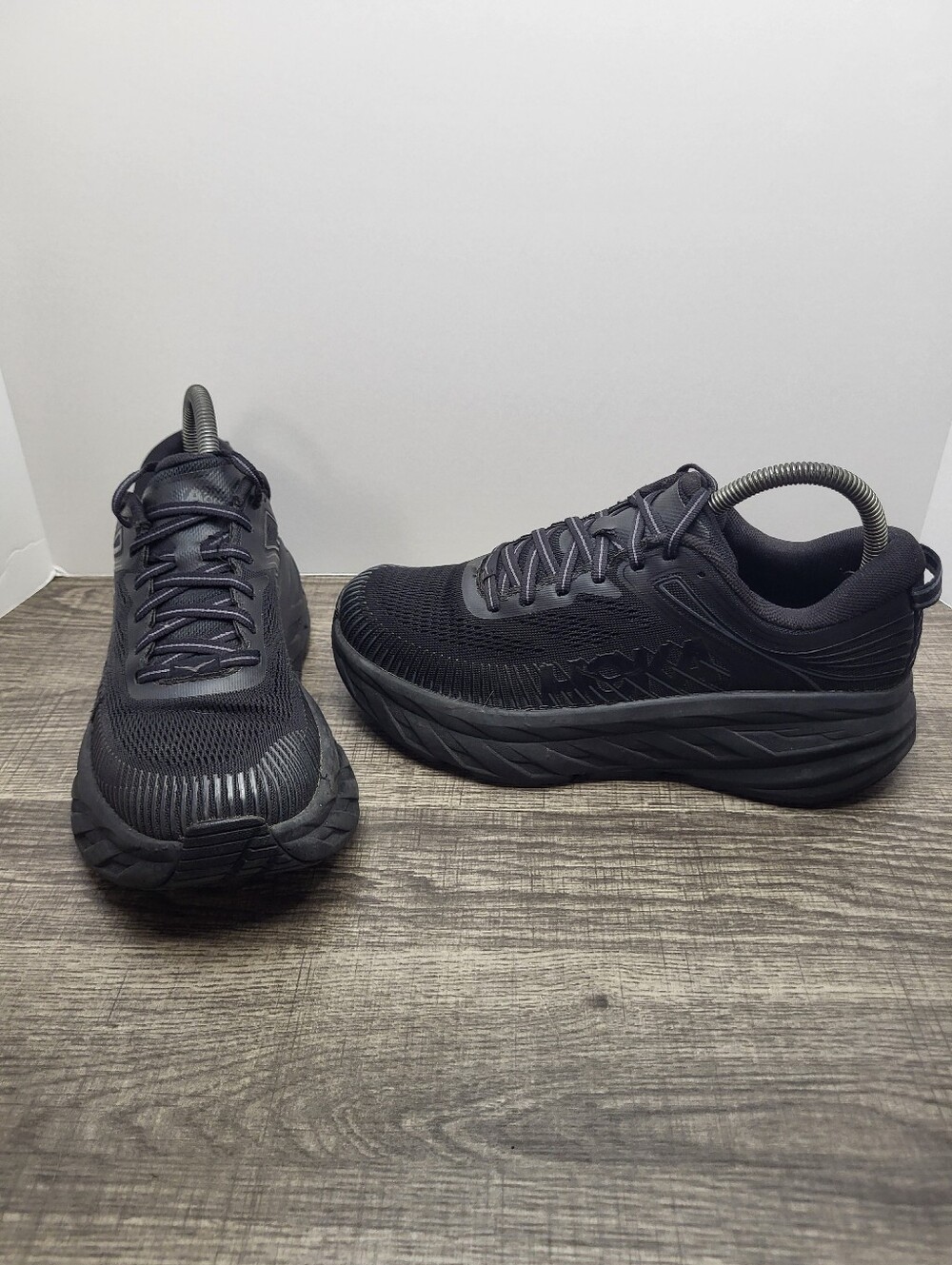 Hoka One One Bondi 7 Womens Size 7.5 Triple Black Running Shoes 1110519 BBLC